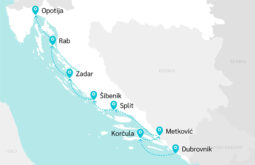 Map of Dubrovnik to Opatija Deluxe Cruise