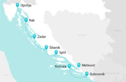 Map of Opatija to Dubrovnik Deluxe Cruise
