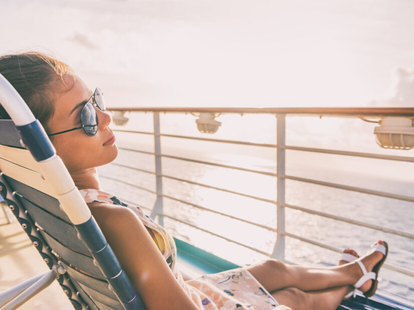 Woman relaxing on a Croatian private yacht charter