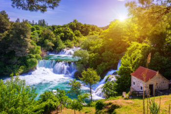 krka waterfalls offer amazing view in the sun