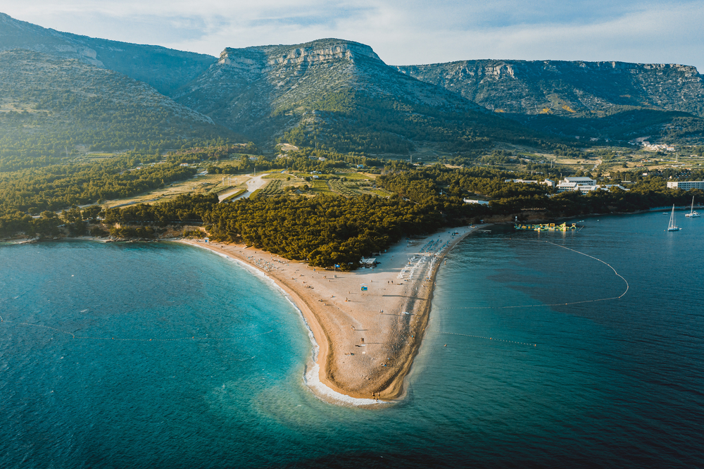 The Zlatni Rat Beach or the Golden Horn, near the Bol town on Brac island in Croatia.