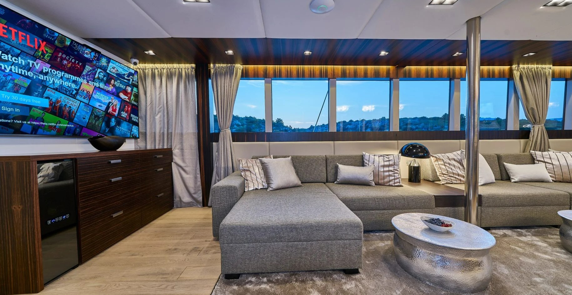Dalmatino yacht launge area with big screen TV