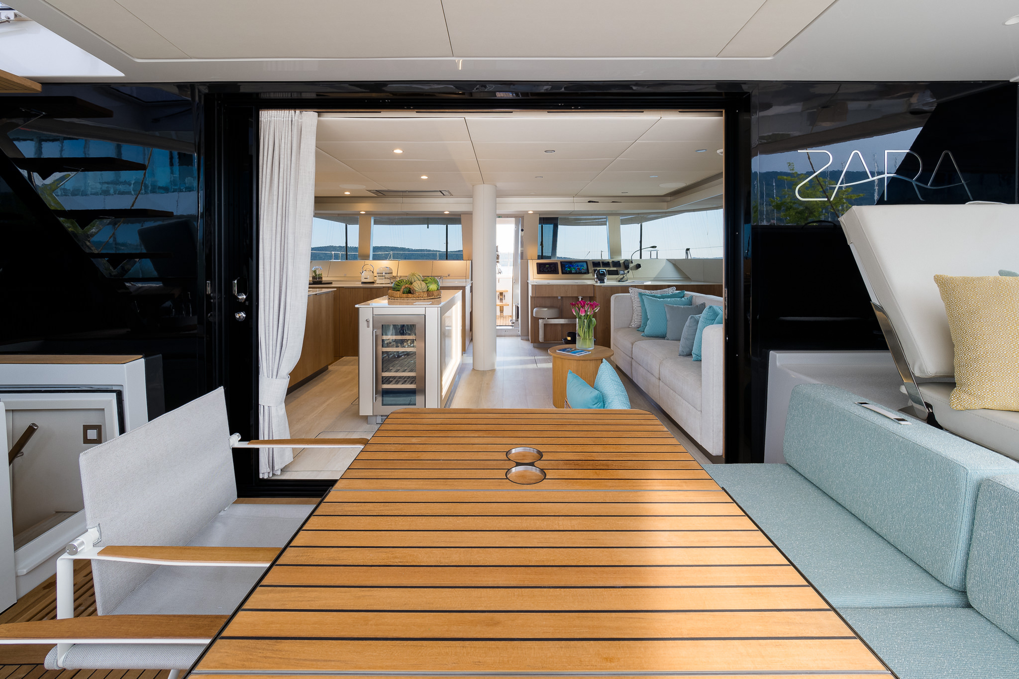 Sunreef 50 ZARA luxury catamaran deck lounge area