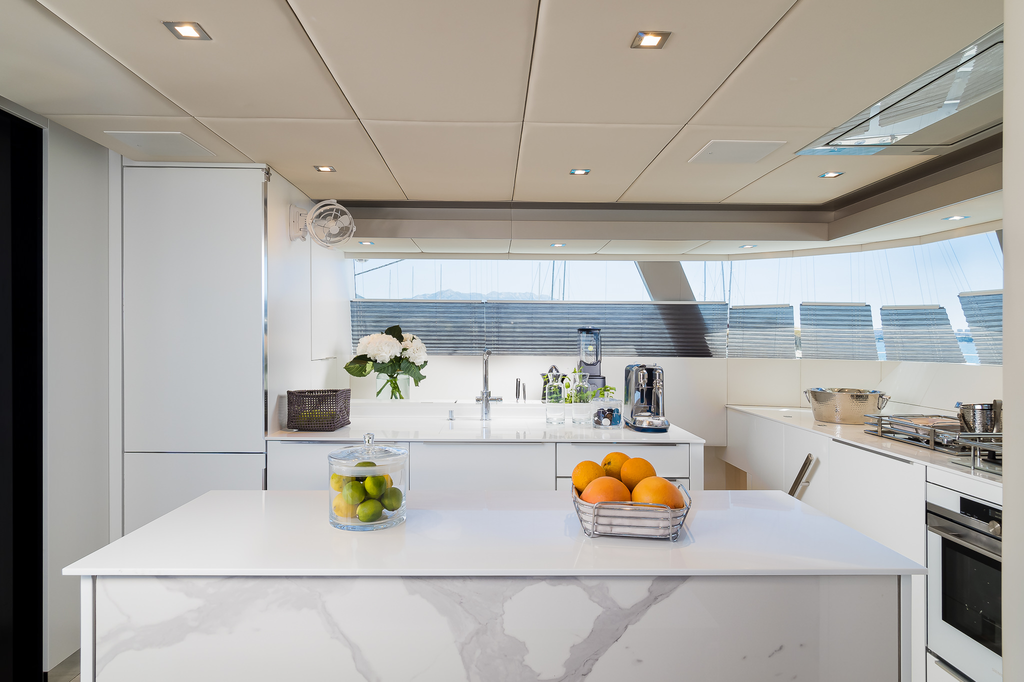 Luxury yacht Solitaire catamaran kitchen.