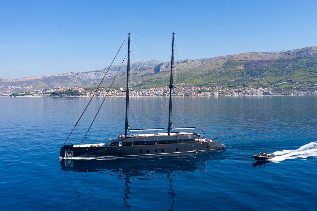 Scorpios sailing yacht cruising the Adriatic Sea in Croatia.